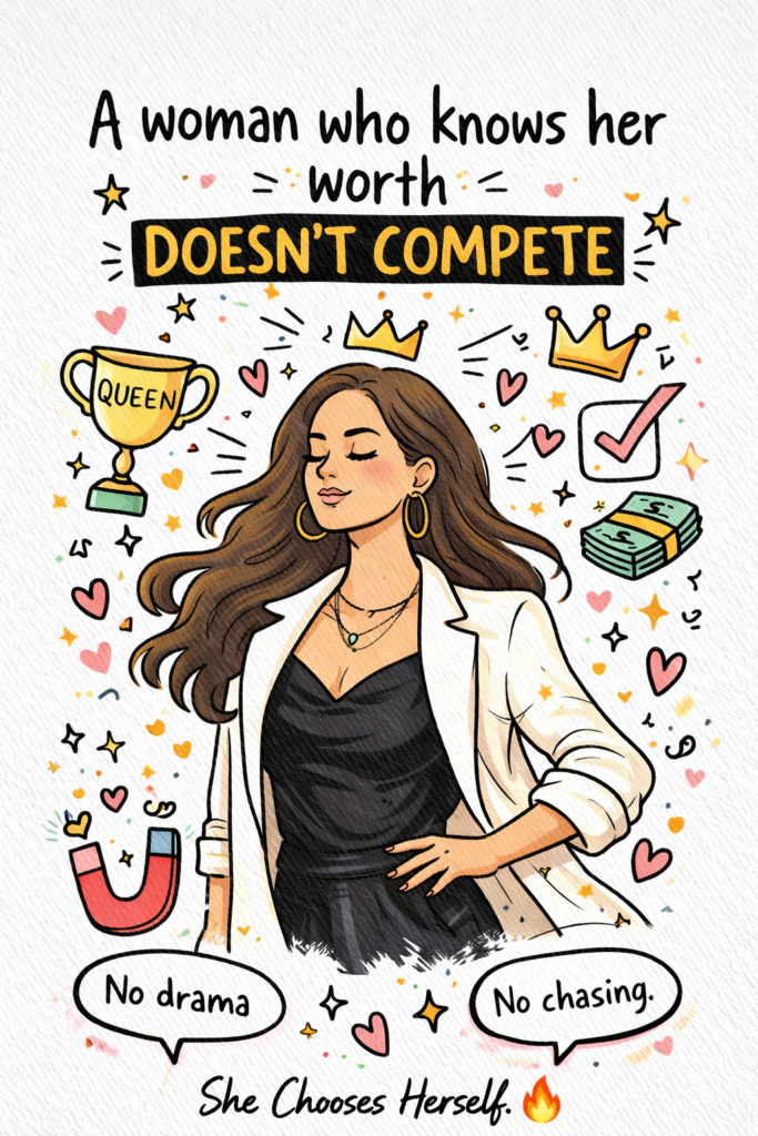 a woman who knows her worth doesn't compete