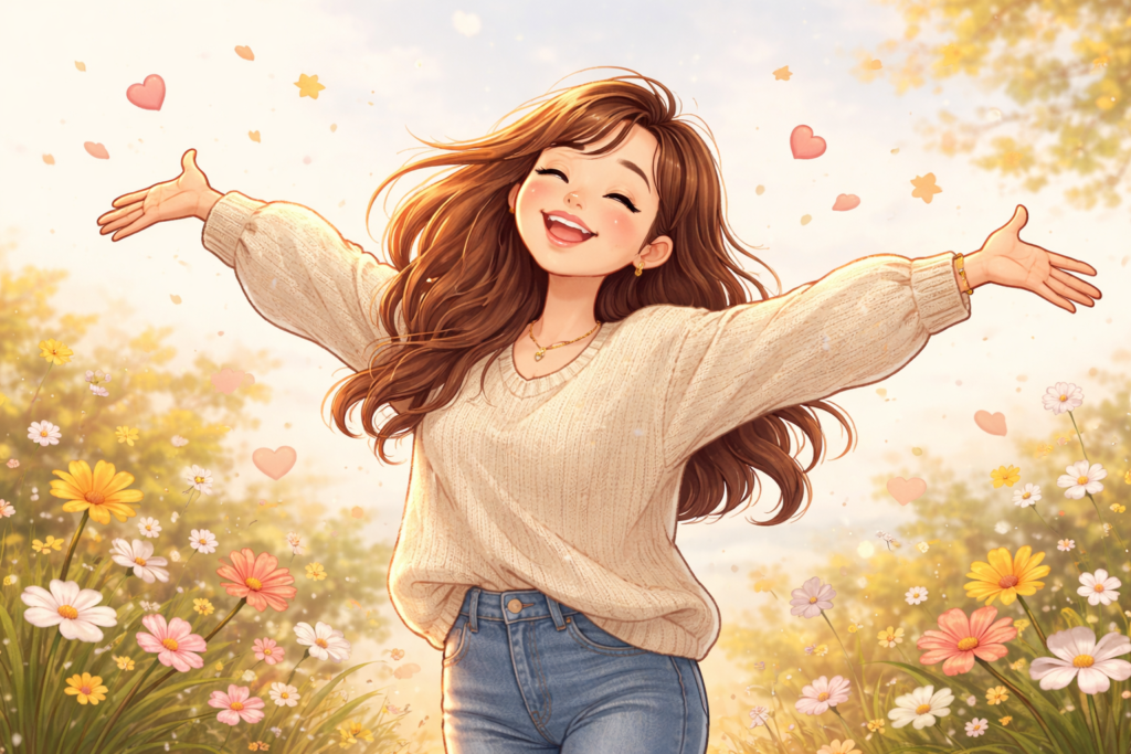 happy girl healing after heartbreak moving on