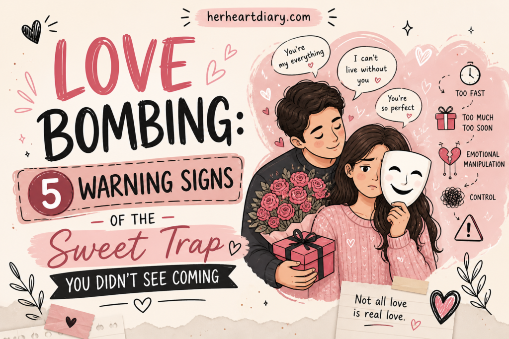 love bombing warning signs in relationships illustration