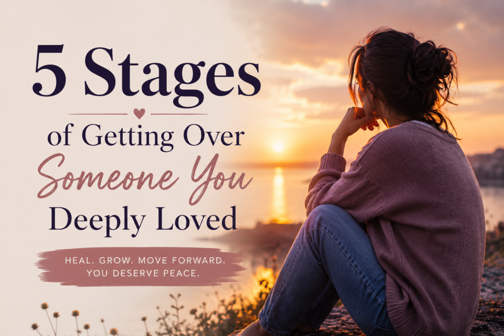 Woman watching the sunset while reflecting on a past relationship and beginning the healing process.